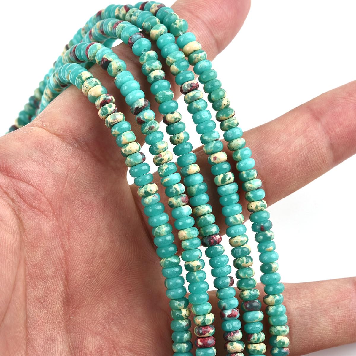150pcs 4x2mm Green Jasper Disk Rondelle Spacer Stone Semi Precious Gemstone Loose Beads for Jewelry Making 15 Inch
