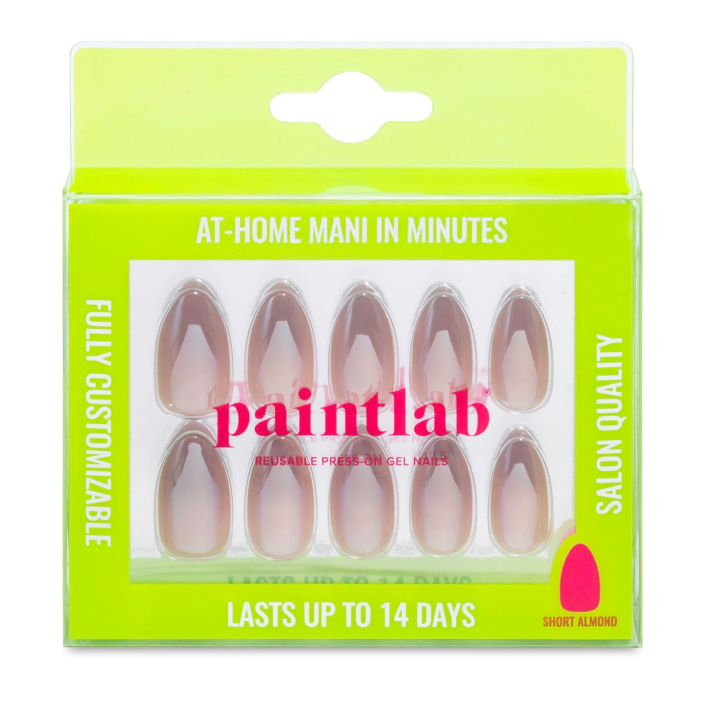 PaintLab Press On Nails - Maple Syrup Brown Glaze Short Almond Fake Nails, 30 Nails in 15 Sizes with Glue, Reusable Salon Quality Press On Nails