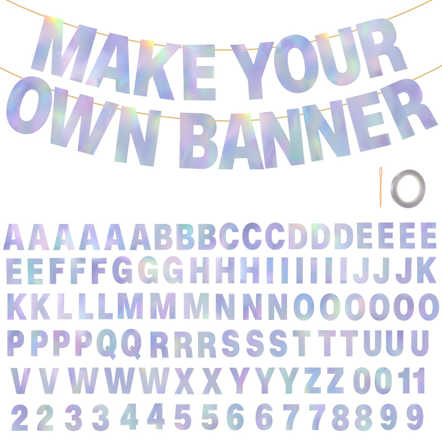 109 Pcs A-Z Custom Banner Kit Laser Silver Glitter Letters and Numbers DIY Make Your Own Banner Personalized Customizable Birthday Graduation Wedding Baby Shower Congratulations Banners Party Decorations