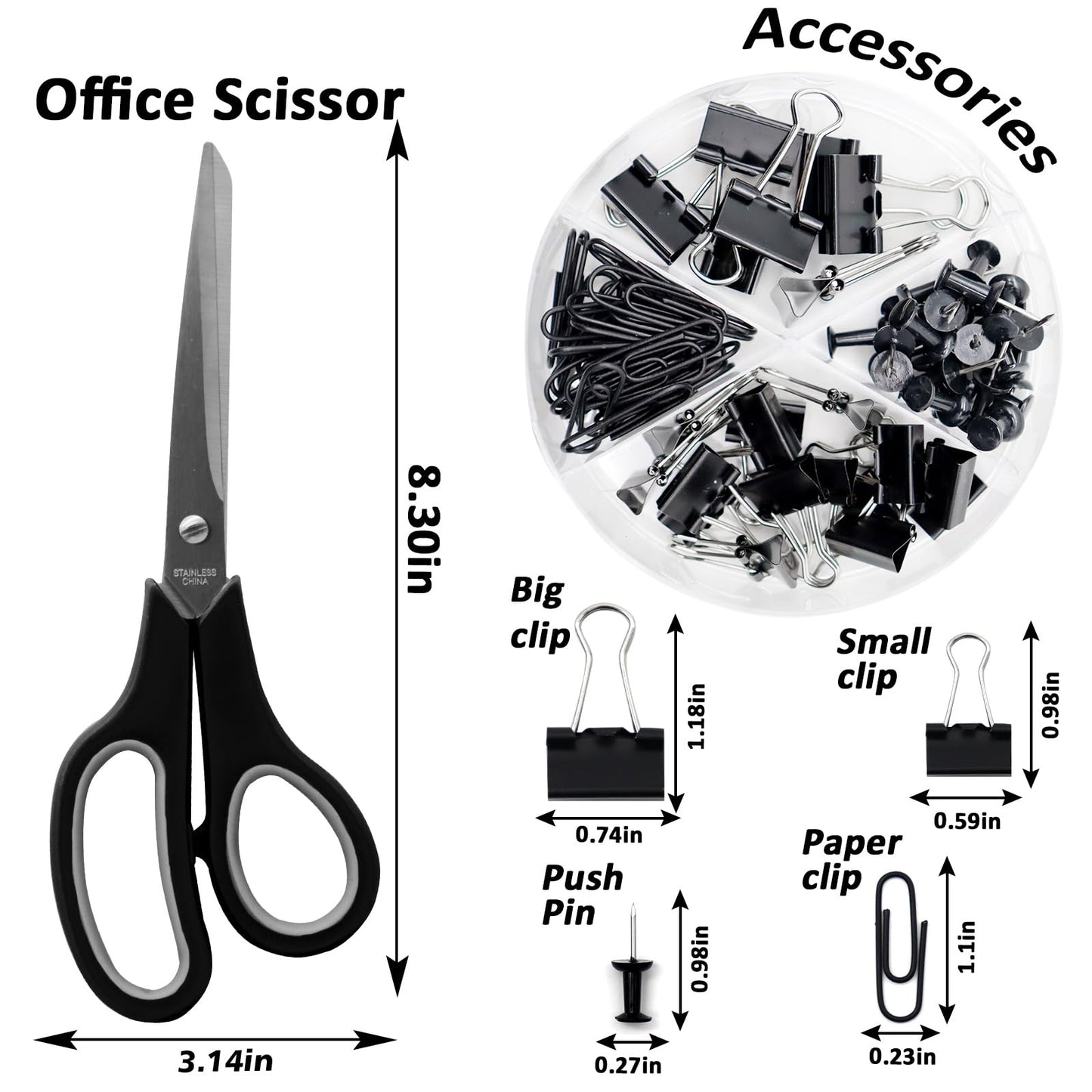 OfficeMate Stapler & Tape Dispenser Set - Black Desk Accessory Kit, Gift for Students, Women, Coworkers, Boss Lady, Office Clerks