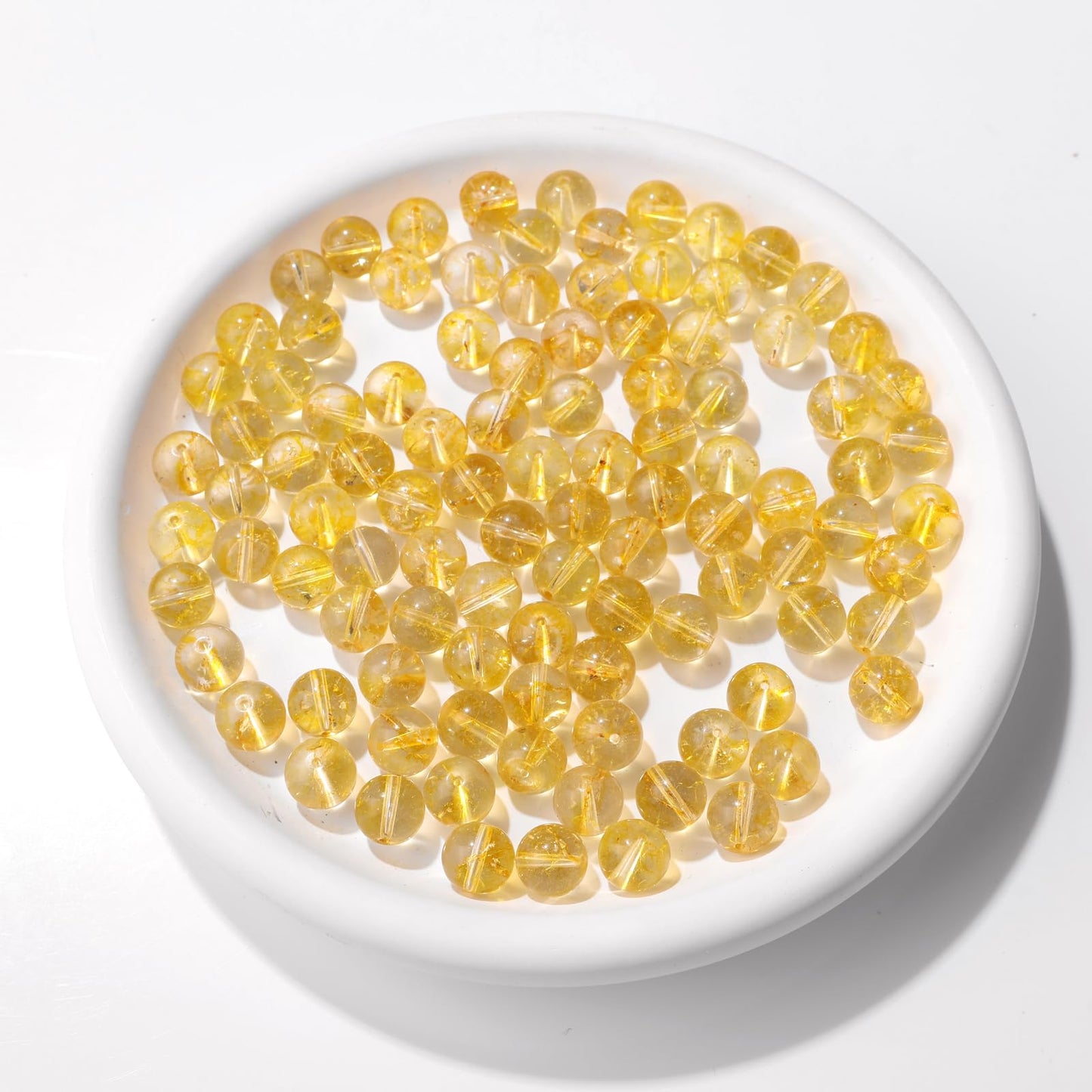 Raicegs 100pcs 8mm Citrine Beads Natural Gemstone Beads Round Loose Beads for Jewelry Making DIY Bracelets Necklace