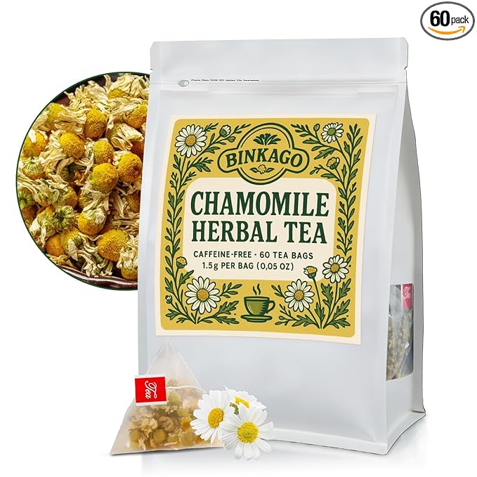 Chamomile Tea Bags – 60 Bags Sleepytime Tea – Naturally Caffeine-Free Herbal Tea – Light Floral Flavor with a Smooth Finish – Perfect for Unwinding, Day or Night