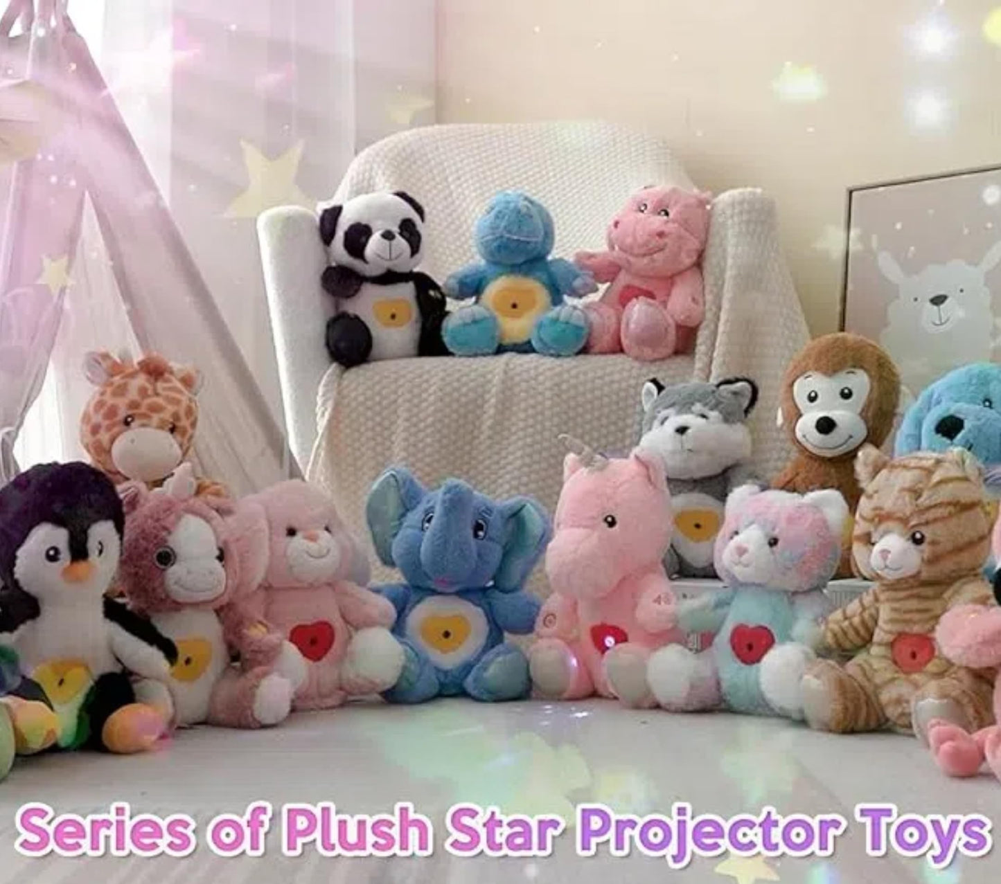 Cuteoy Plush Blue Dinosaur Star Projector Musical Adjustable Singing Night Light Stuffed Animals Glowing T-Rex Plushies Toy Gifts for Kids Birthday Easter Christmas,11''