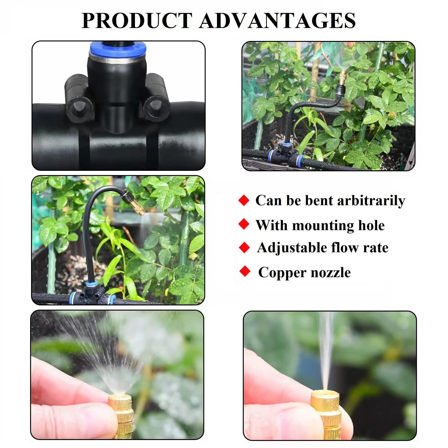 131FT Drip Irrigation Kit, Automatic Garden Watering System with Tool-Free Quick Connectors, 360° Bending Drippers & Copper Misting Nozzles for Greenhouse, Patio, Lawn & Vegetable Garden. (40M)