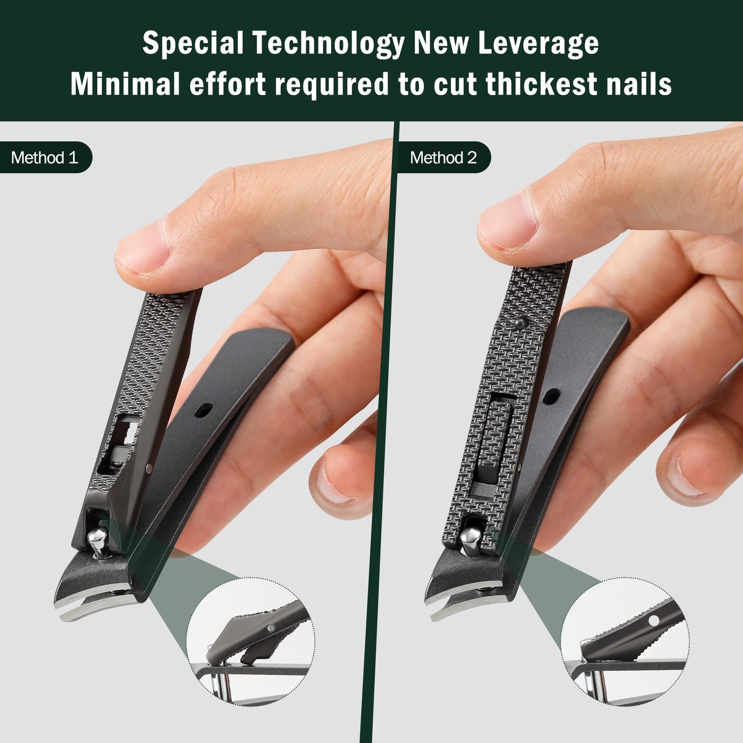 FVION Angled Nail Clippers, Ingrown Toenail Clipper for Thick Nails, Slant Curved Blade Nail Cutters Ingrown Nail Pain Relief Tool