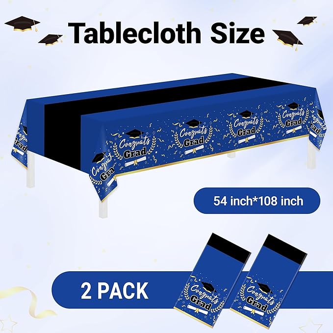 Class of 2026 Blue & Gold Graduation Tablecloths, 2 Pack