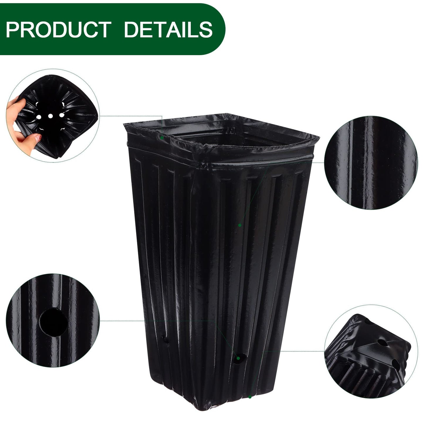 70Pcs Tall Tree Pots 7.84 In Plastic Deep Nursery Treepots Tall Seedling Flower Plant Container Pots with Drainage Holes Seedling Nursery Bags Black Tree Tubes for Seedlings for Indoor Outdoor Plants