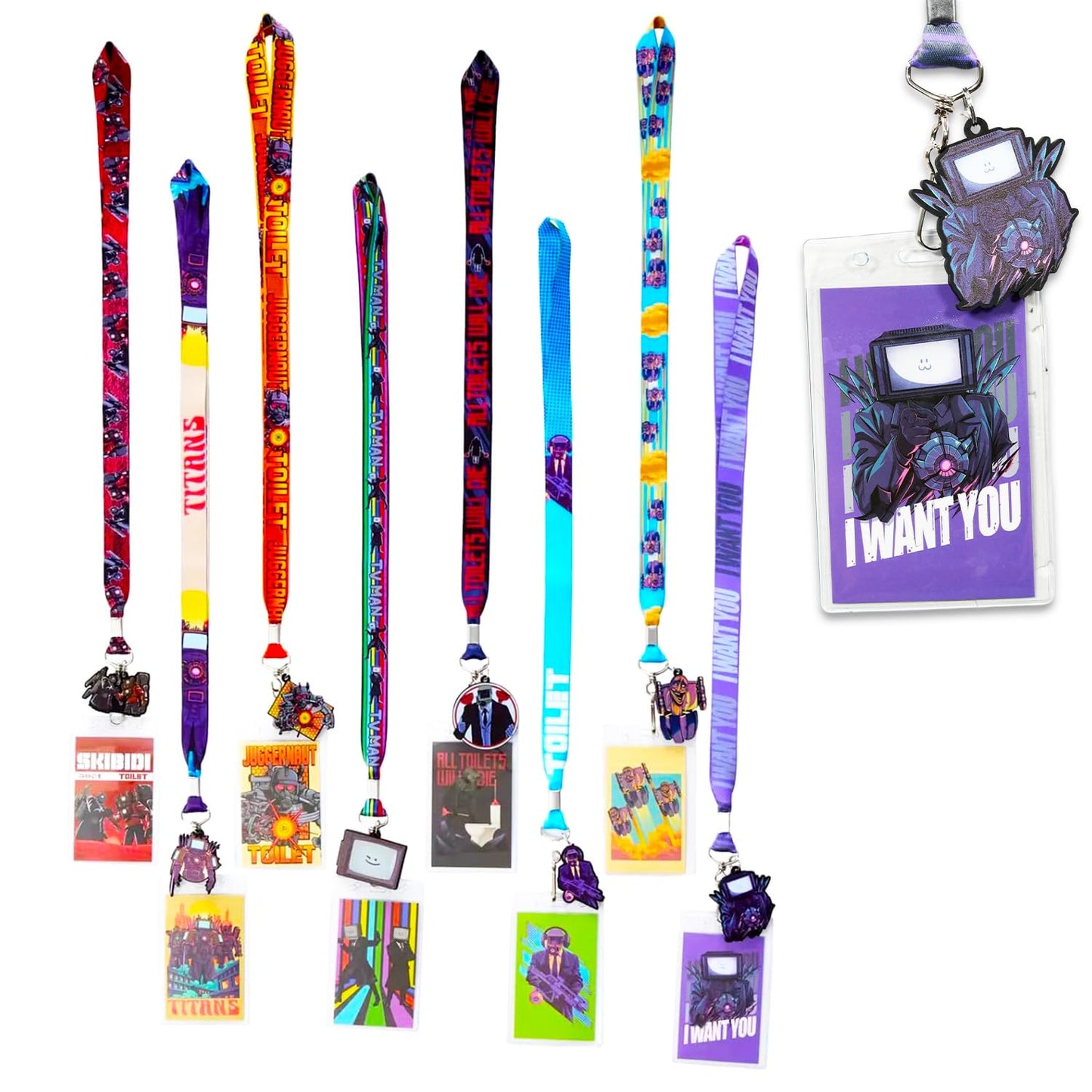 Skibidi Toilet Lanyard Blind Bag 3 Pack – Gift Bundle with 3 Mystery Lanyards with Charms, Card Holders and More | Skibidi Toilet ID Holder Set