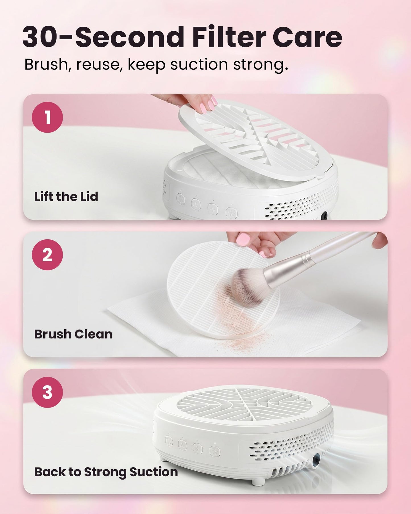 Voltrish Nail Dust Collector, Professional Vacuum Fan for Nail Tech, Quiet & Compact Dust Extractor for Nail Drill, Must-Have Portable Accessory for DIY Artists