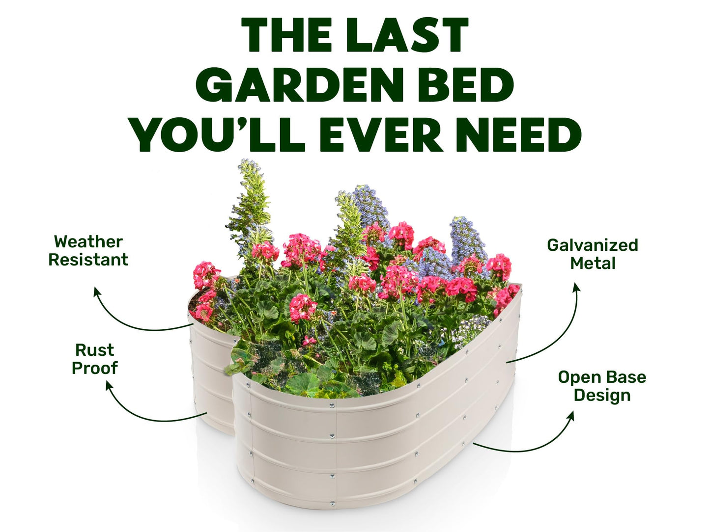 Plant & Plot Galvanized Raised Garden Beds Outdoor // Planter Raised Beds for Gardening, Vegetables, Flowers // Large Metal Garden Box (White) // Tool-Free Assembly