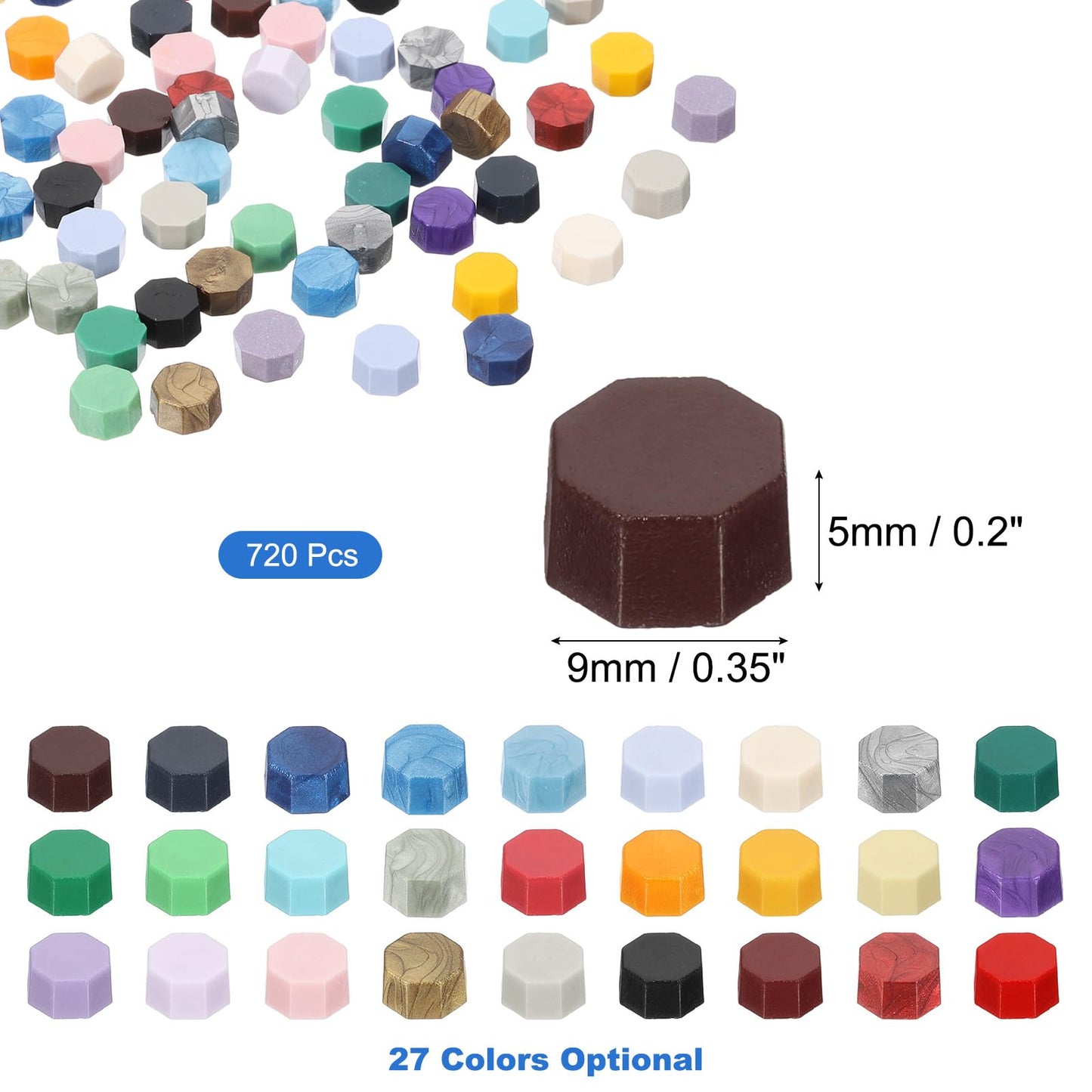 PATIKIL Sealing Wax Beads, 720 Pcs Wax Seal Stamp Envelope Letter Wax Seal Beads Pellets Single Color for Stamp Sealing and DIY Craft, Coffee Black