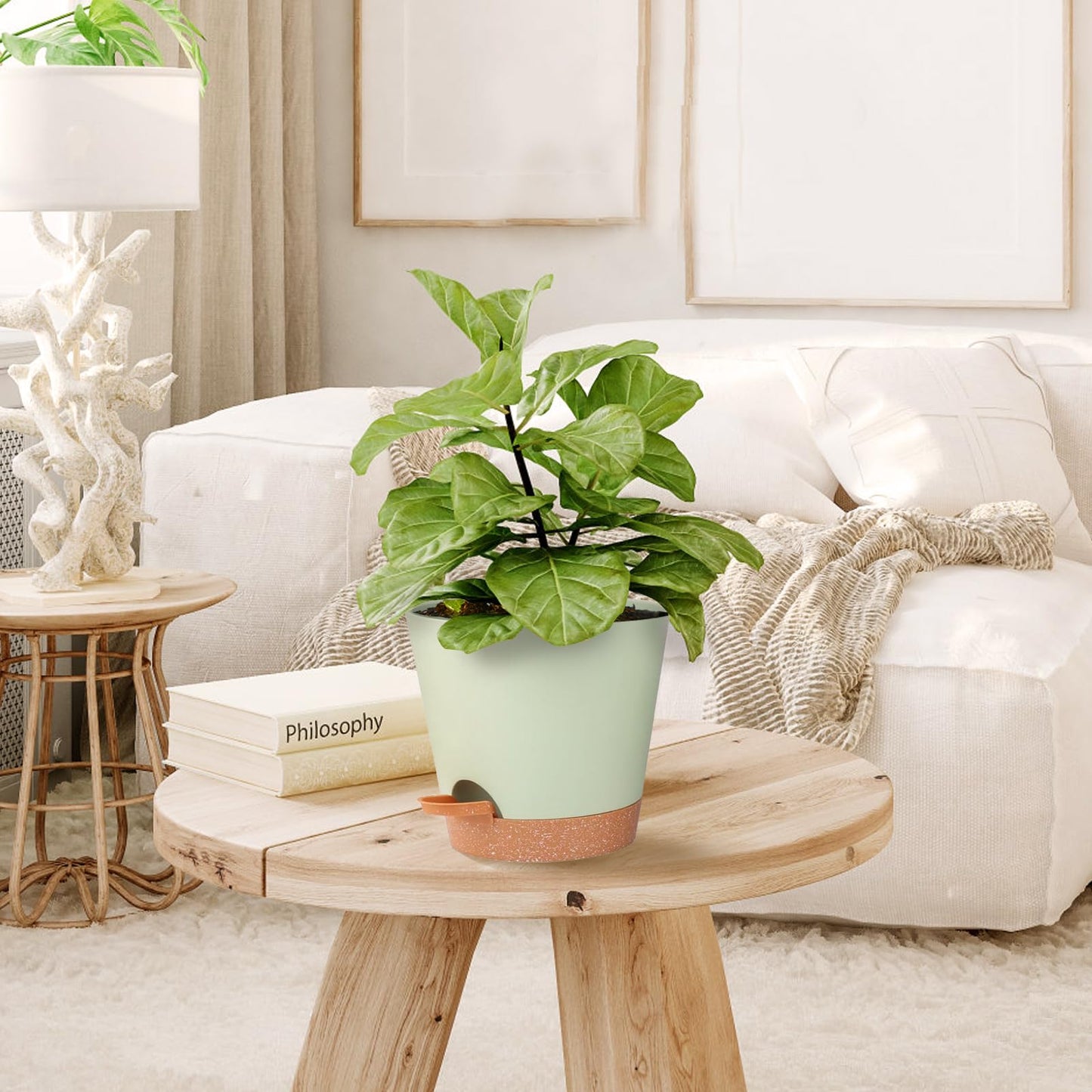 SE SUN-E Self Watering Planters for Outdoor Plants 7/6.5/6/5.5/5Inch 5Pack Flower Pot for House Plants Green Indoor Plastic Pots Plant Pots Succulent Pots with Drainage Hole and Deep Reservoir