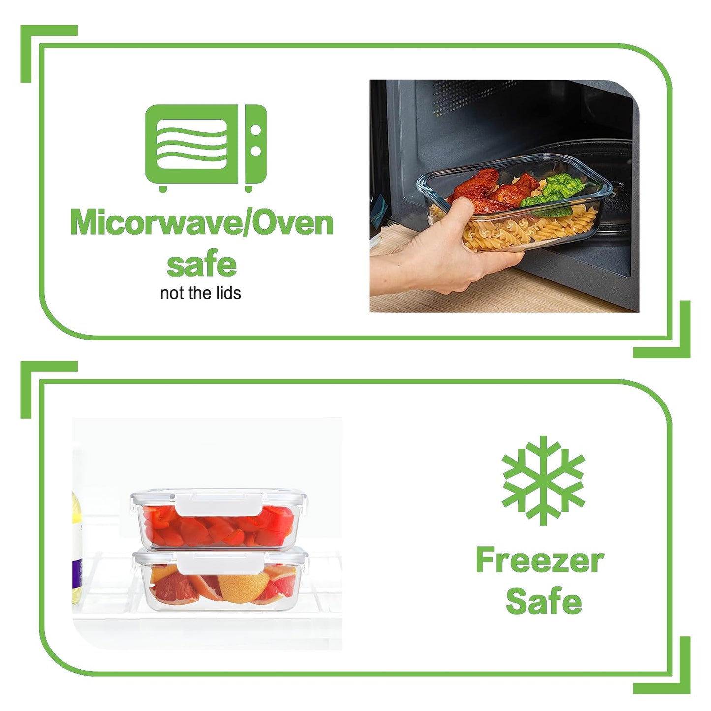 10 Pack Borosilicate Glass Meal Prep Containers with Locking Lids, Glass Food Storage Containers Set, Airtight Lunch Bento Boxes, BPA-Free & Leak Proof, 36oz & 14oz, Freezer, Oven Safe-White