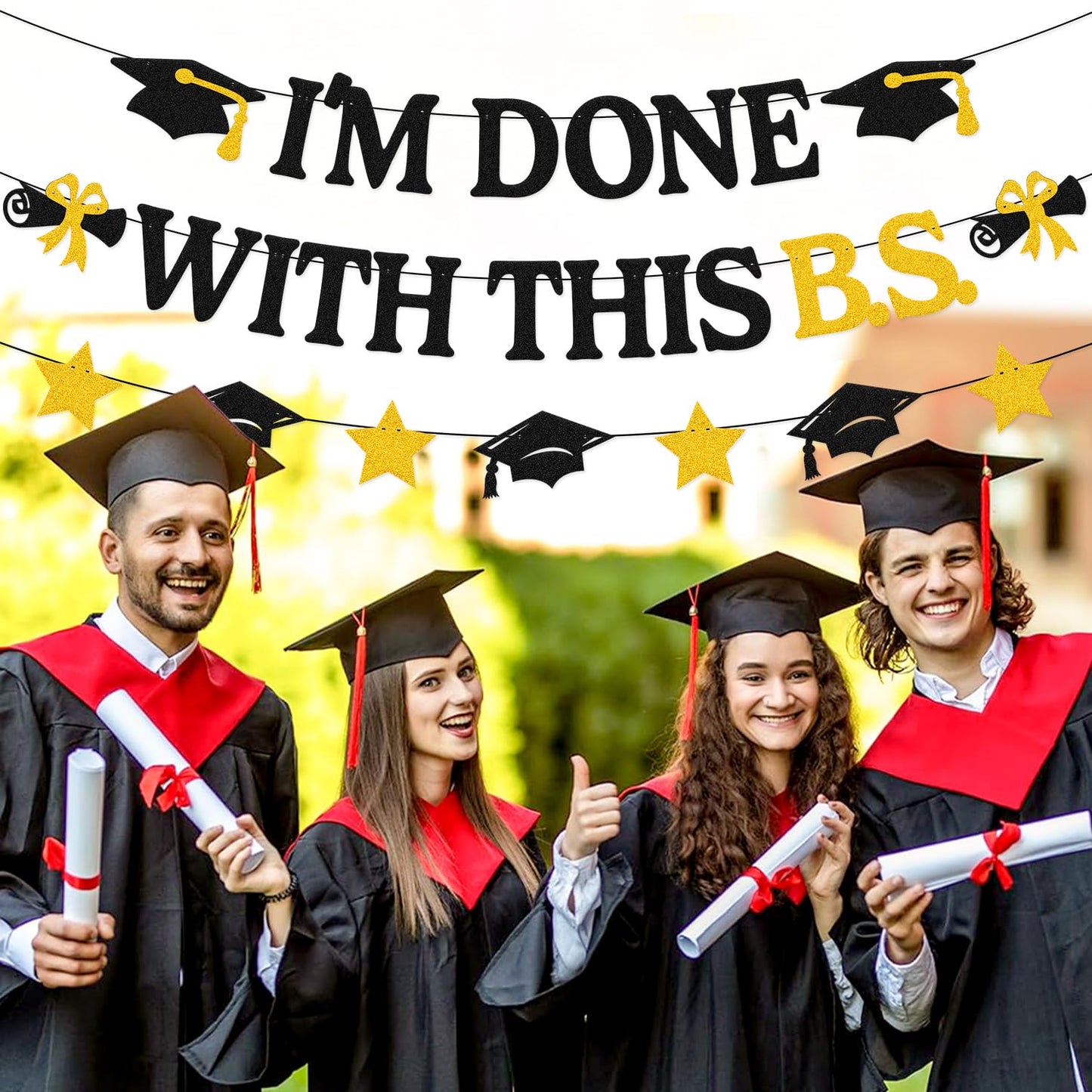I'm Done with This B.S. Banner Class of 2025 Bachelor Graduation Party Decoration College Grad Decor Congrats Grad Backdrop Congratulations We Are So Proud of You Decor