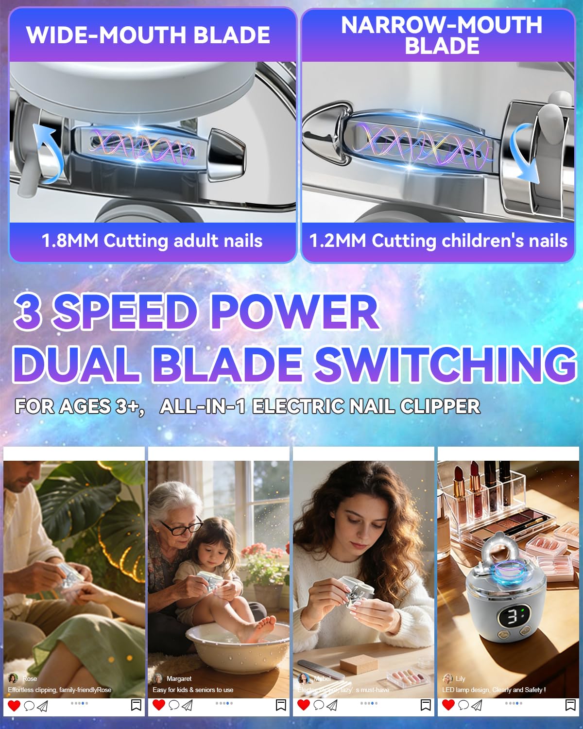 2026 Pro 6.0 Upgraded Electric Automatic Nail Clipper【Top1 German Motor】【3 Speeds & Double Mouth Blade】【LED Light & Magnifier Assistance】Clear Vision, Precise Trimming (Suitable for Families,Seniors)