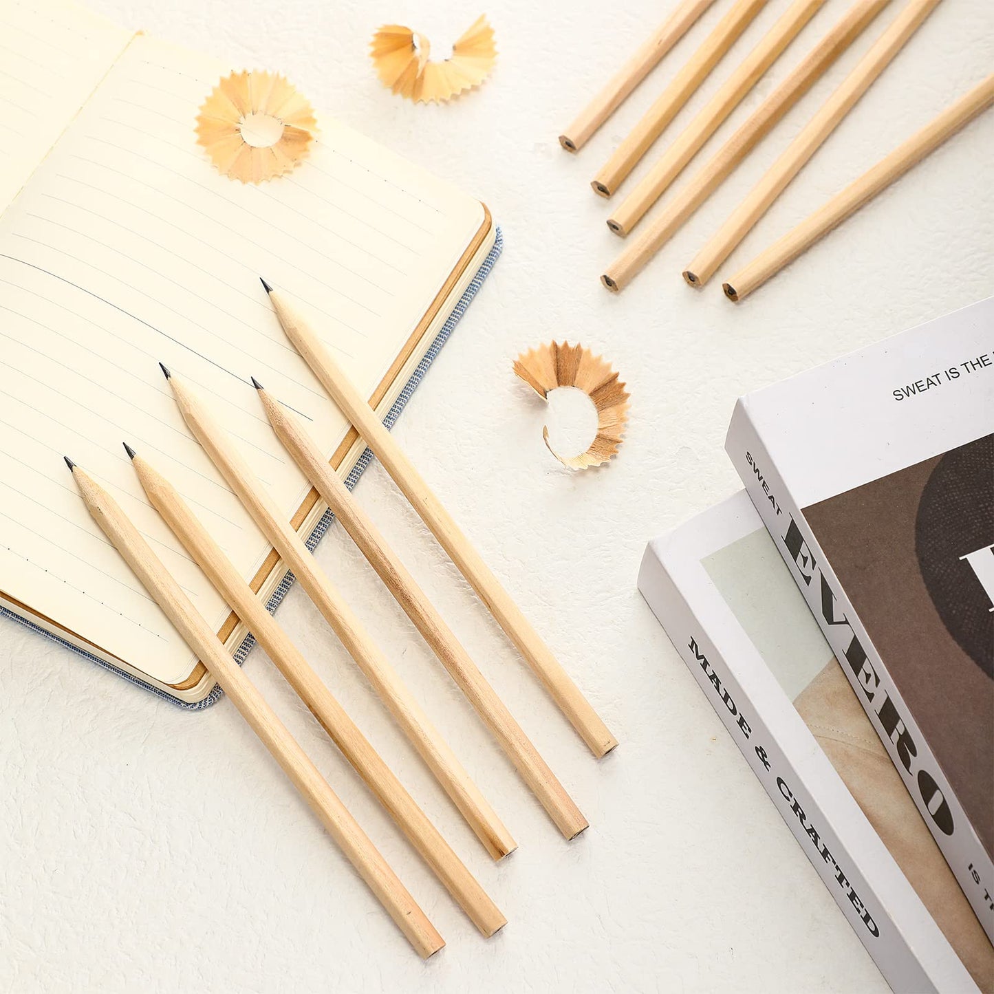 Fumete 260 Pieces Wooden Pencils Bulk No Eraser Hexagonal HB Graphite Unsharpened Natural Wood Pencils Without Erasers Classroom Gifts for Students Bulk Goodie Bag Stuffers