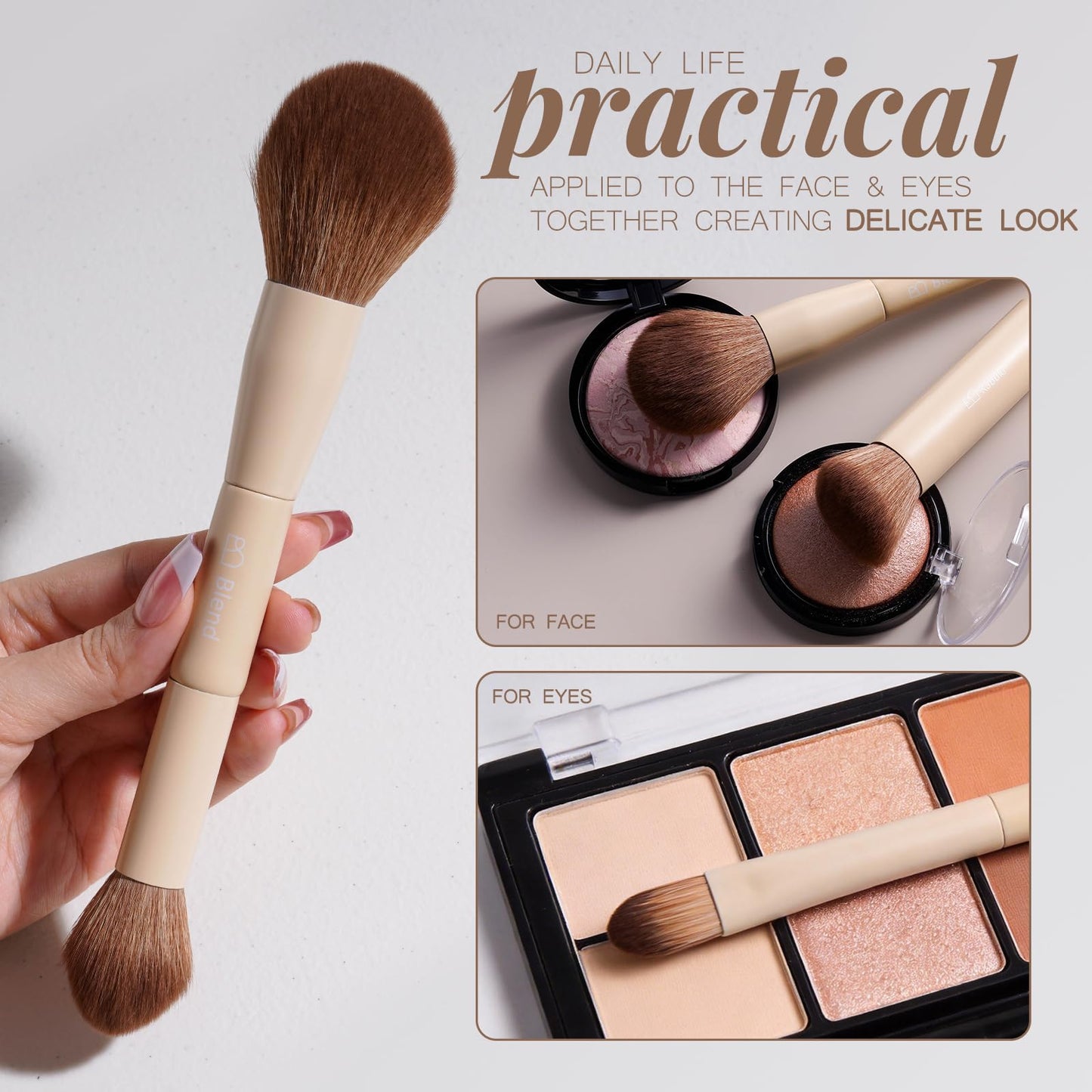Professional Makeup Brushes BS-MALL With Travel Case - Kabuki Brush Eyeshadow Brush, Concealer Brush, Blush Brush Bronzer & Foundation 20 Pcs, Labeled Daily Use Gift Box Aluminum Ferrules (Beige)