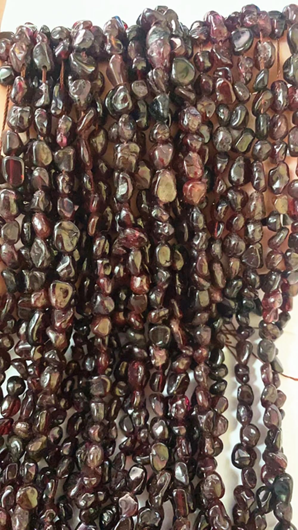 jodaying 6-8mm Natural Red Garnet Nuggets Oval Free Tumbled Pebble Semi Precious Gemstone Loose Stone Beads Approx 15.5 inch for DIY Jewelry Making