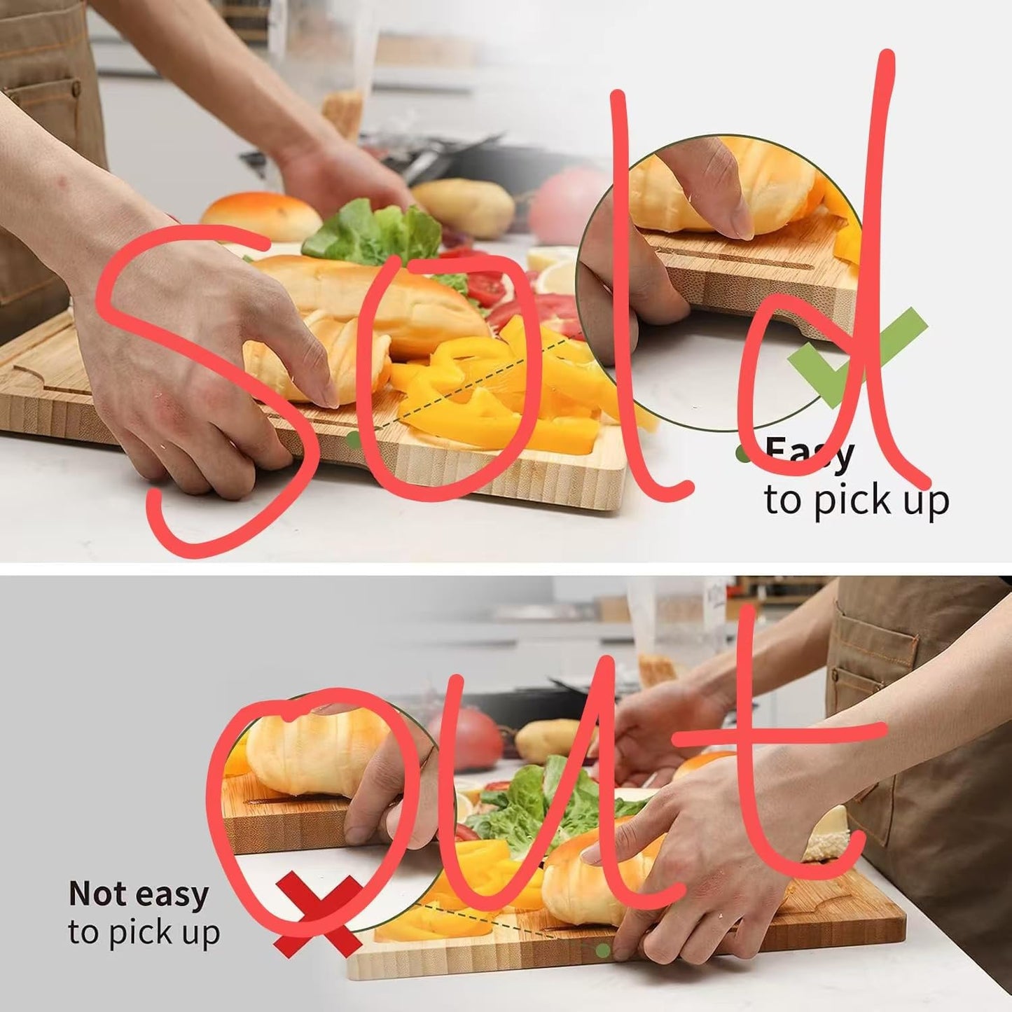ORIDOM Bamboo Cutting Board Wood Chopping Board Double Sided Charcuterie Boards