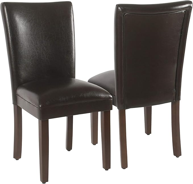 HomePop Parsons Dining Chair - Brown Faux Leather (Set of 2)