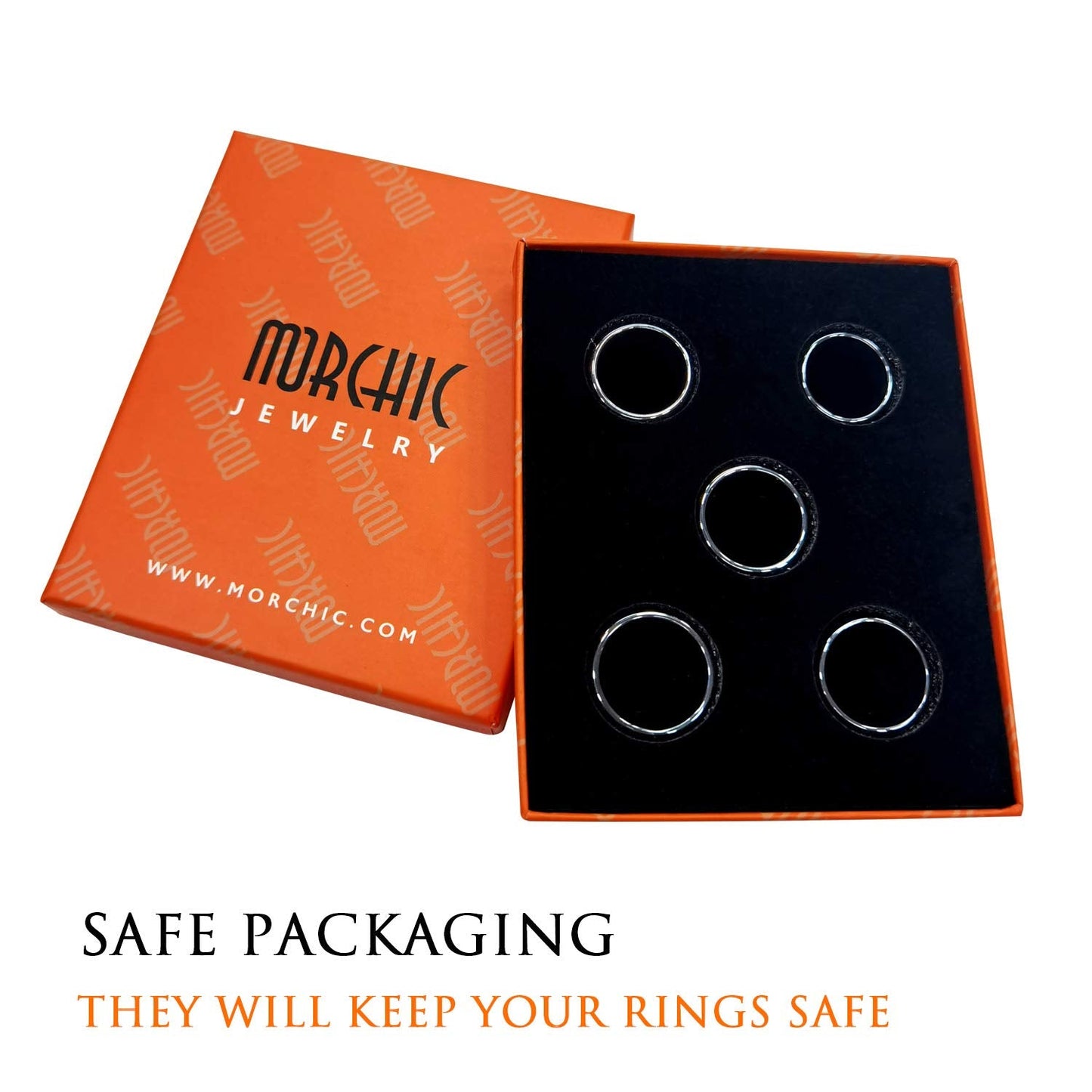 Morchic 5Pcs Pack Hematite Stone Rings for Women & Men, Unisex Faceted Set (10mm Width) - Mixed Sizes 8-12, Chakra Balancing, Polished Gemstone, Gift Ready