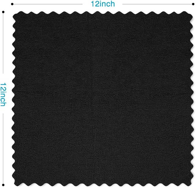 Orighty Black Microfiber Cleaning Cloth, 100 Pack Highly Absorbent Cleaning Supplies, Lint Free Kitchen Towels Cleaning Rags, Microfiber Towels for Cars, House, Window, 12x12 inch