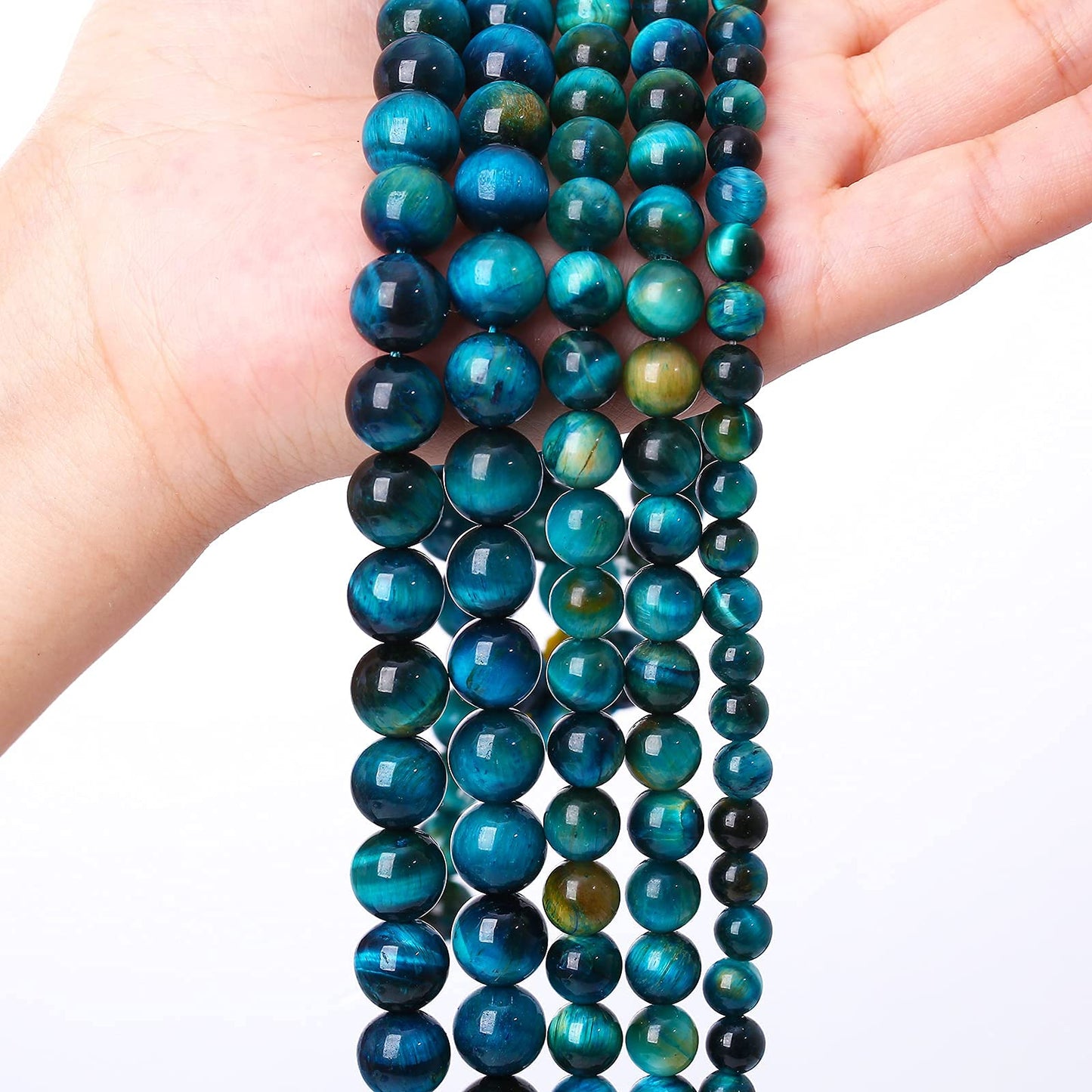 10mm 38pcs Natural Blue Tiger Eye Stone Beads Round Loose Beads for Jewelry Making DIY Bracelet Necklace Accessories 15"