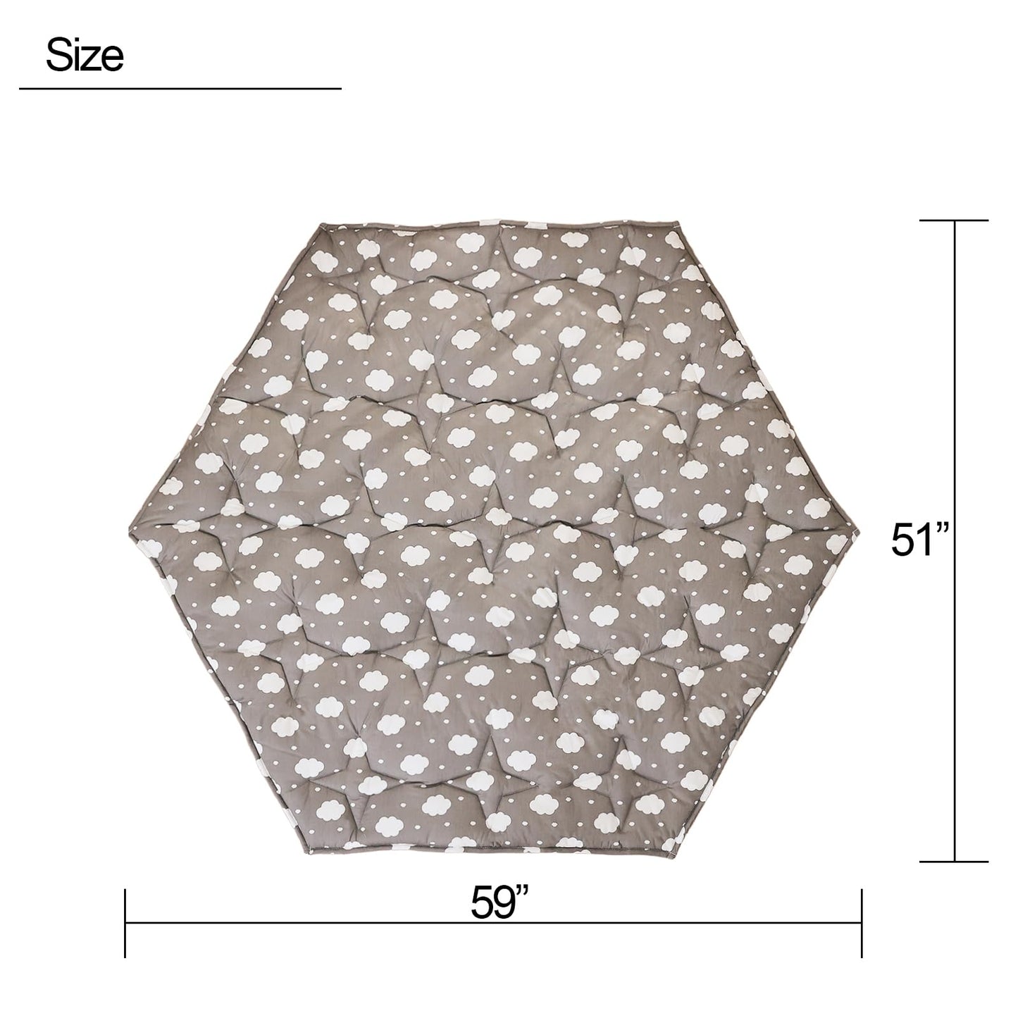Hexagon Baby Play Mat for Floor,51"×59" Thicken Ultra Soft Playmat, Washable 6 Panel Playpen Mat Non-Slip Crawling Mat for Babies Floor Tummy time(Cloud)