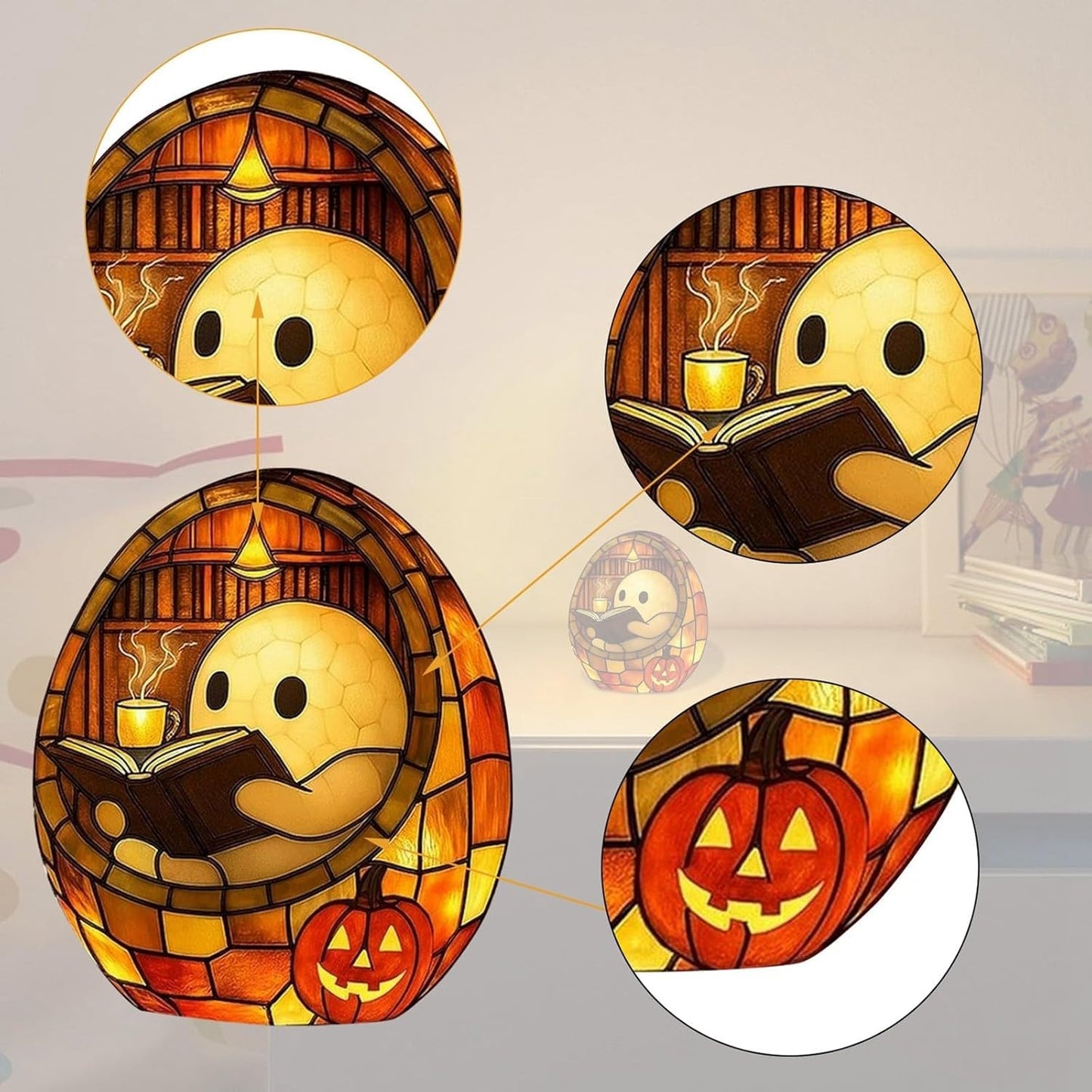 Ghost Bubble Bath Lamp, Bathtub Ghost Night Lights for Christmas&Halloween Decor, Reading Books Nightlight, LED Night Light for Bathroom Decor, Ghost-Themed Bathtub Lamp for Halloween&Xmas Party(2pcs)