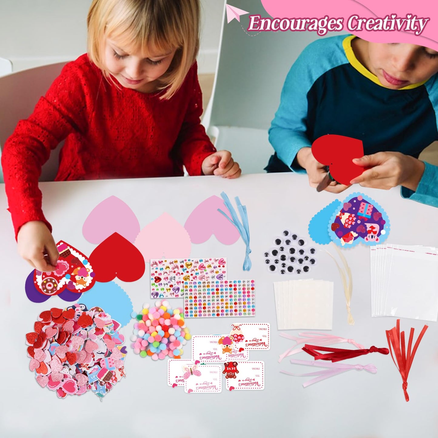CCINEE 24 Sets Valentine's Day Heart Craft Kits DIY Heart Craft Set for School Gift Valentine's Day Wedding DIY Craft Supplies