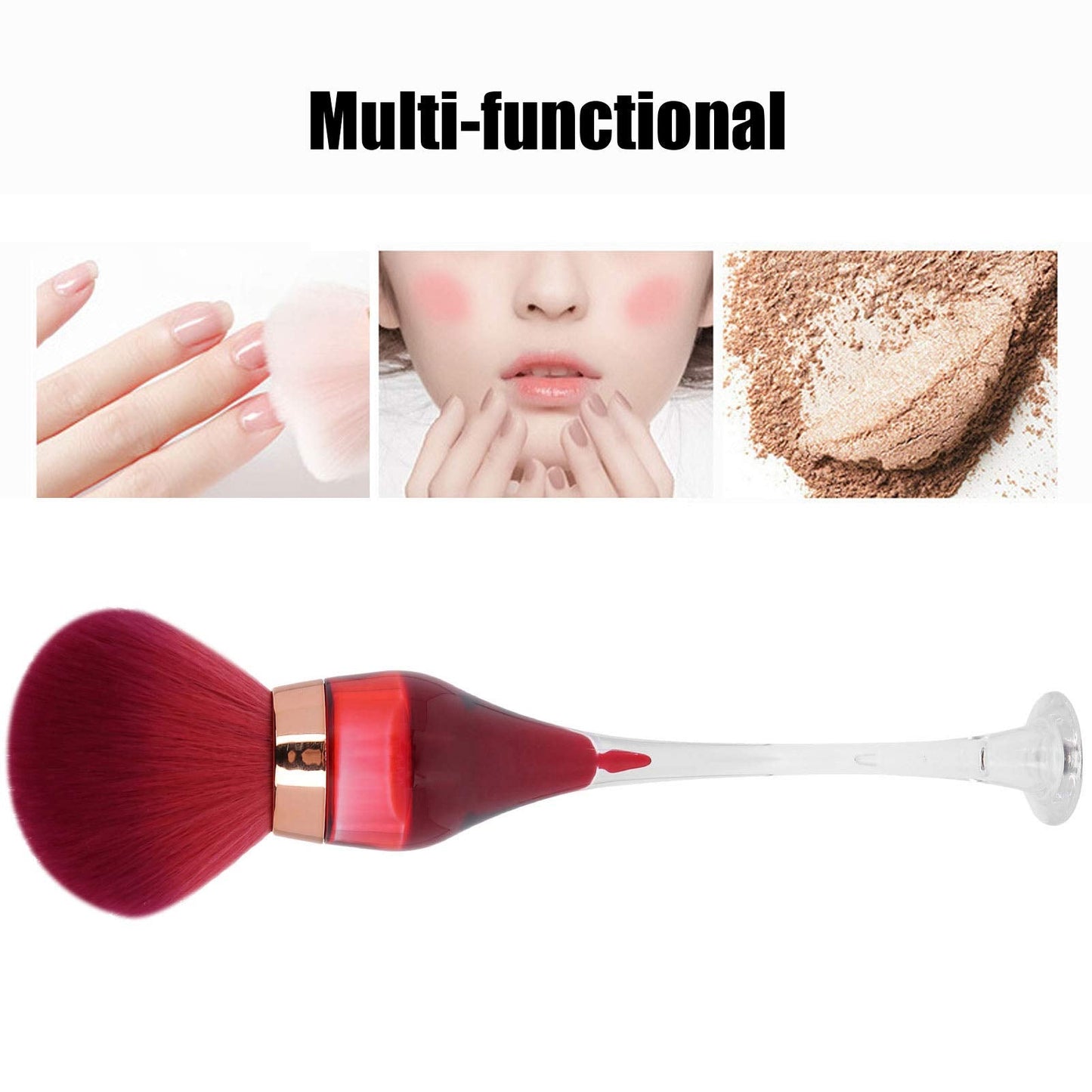 Nail Brush Dust Remover,Nail Dust Cleaning Brush Nail Art Powder Remover Brush Cleaner Makeup Blush Brushes(Rose red)