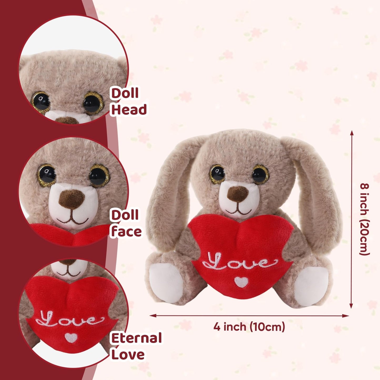 Sew Butiful Plush Bunny - Easter Day - for Couples or Kids - for Him - for Her - Amor - Te Amo - Bunny Love - Rabbit Stuffed Animal