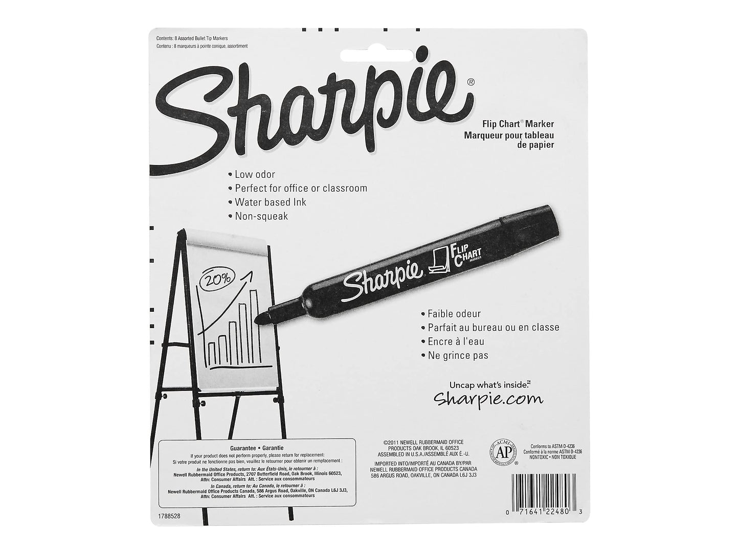 Sharpie 22480PP Flip Chart Marker, Bullet Point, 8/PK, Assorted