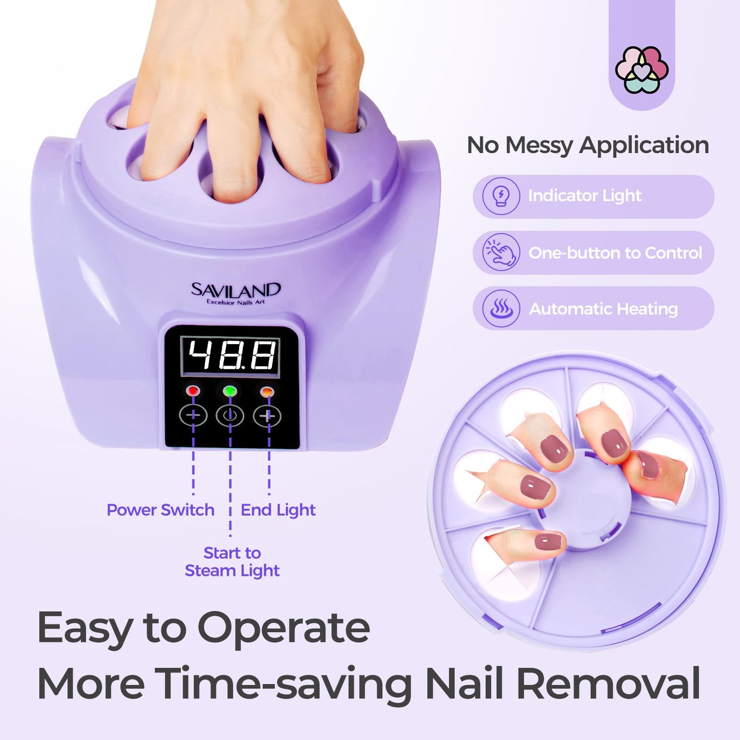 Saviland Essentials Nail Polish Remover Machine: Nail Soaking Bowl & Acetone Nail Polish Remover Gel Nail Remover Machine with Nail Soak off Bowl Soaker Tech Acrylic Nail Remover Steam Salon Home DIY