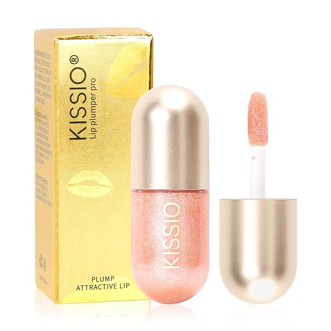 KISSIO Lip Plumper,Color Lip Plumper Gloss,Shimmer,Plant Extracts Plumping Lips Serum,Moisturizing Gloss for Fuller Lips and Hydrated,5.5ml,01 Lemonade