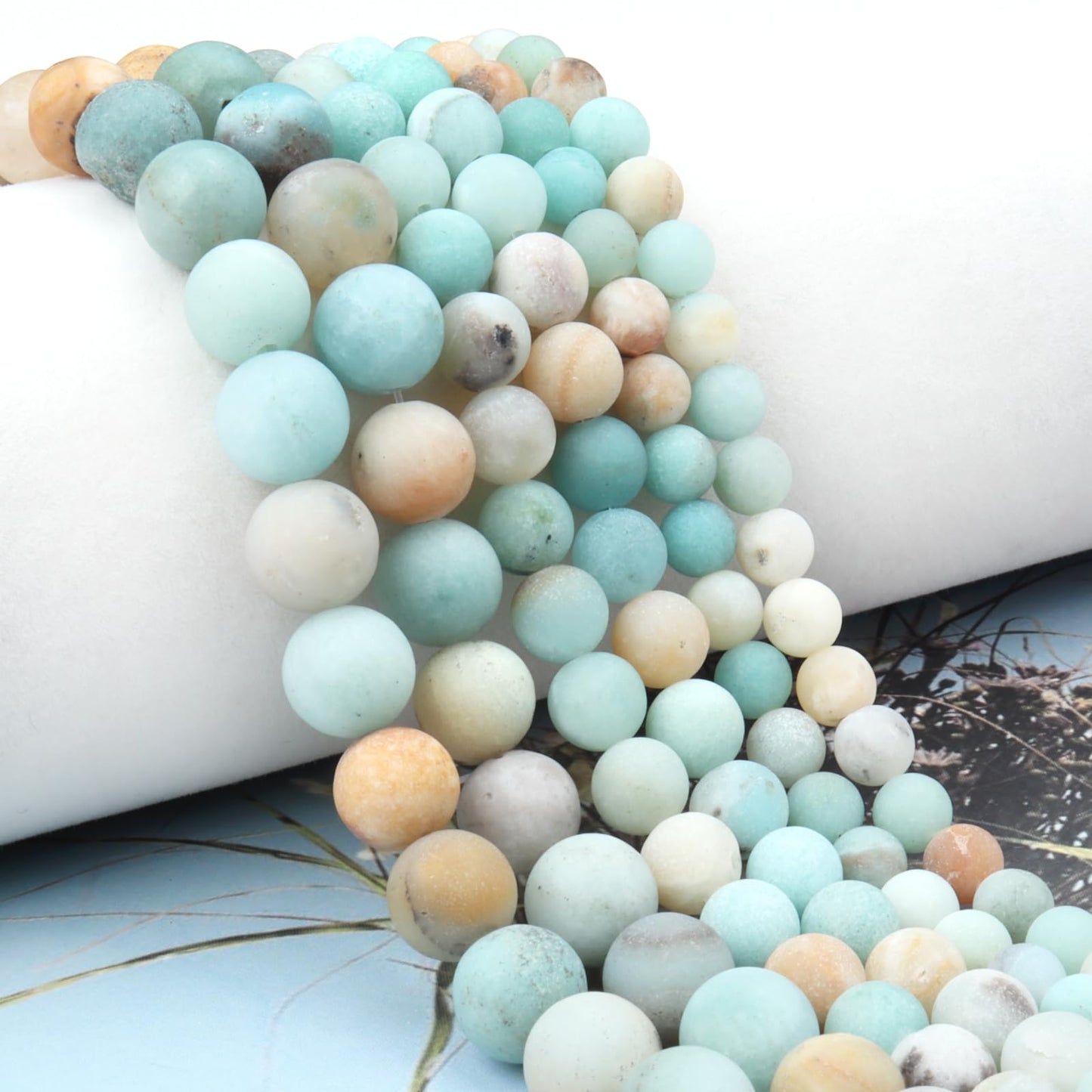 Siomia 60pcs 6mm Natural Matte Amazonite Beads Energy Healing Crystal Round Loose Stone Beads for Jewelry Making, DIY Bracelets Necklaces