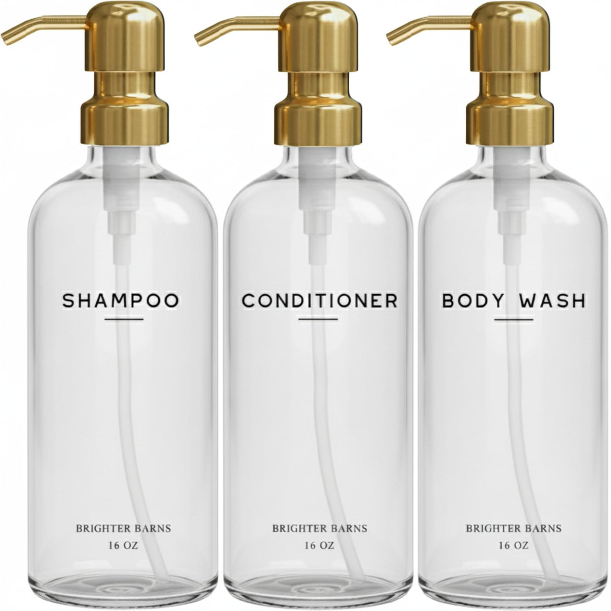 Luxury Shampoo and Conditioner Dispenser Set by Brighter Barns (6 Count)