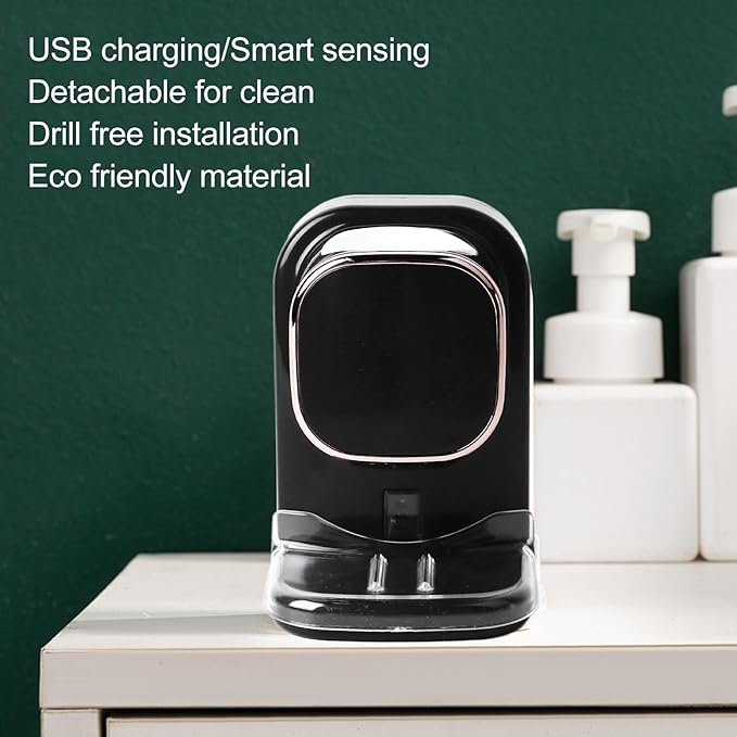 Automatic Toothpaste Dispenser with Responsive Sensor, Tooth Pastetooth Paste Dispenser Automatic Dispensing, Toothbrush Holder Wall Mounted Space Saving for Family (Black)
