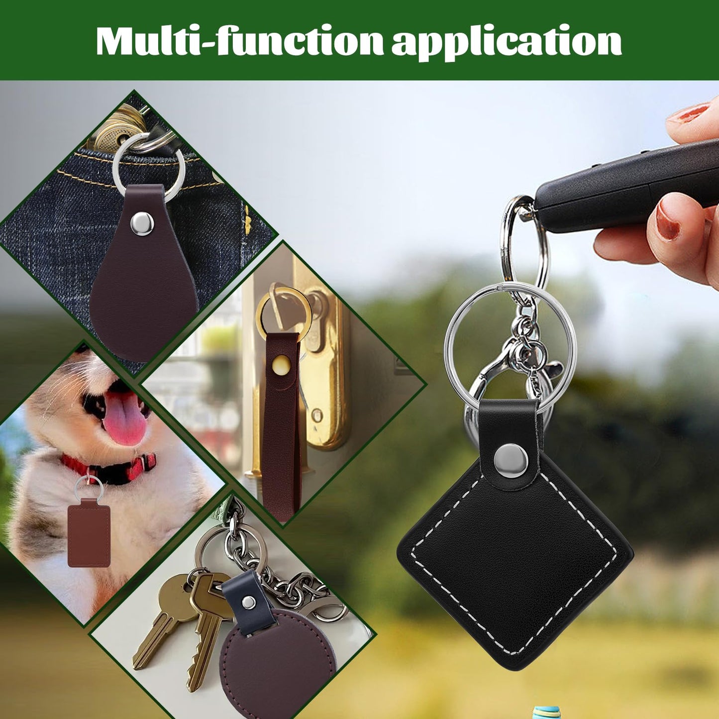 Tikjiua 25 Pcs Leather Key Fob Kit, 5 Types PU Leather Key Fobs with Rivets and Keychain Ring, Diy Keychains Holder for Keychain Making Craft Working