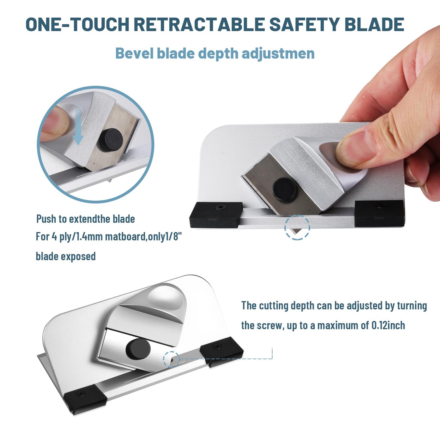 SCZS Retractable Mat Cutter for Framing, 45° Bevel Blade Mat Board Cutter Tool for Artwork, The cutting depth can reach up to 3mm,For cutting foam boards, plastic boards, Artistic photos.
