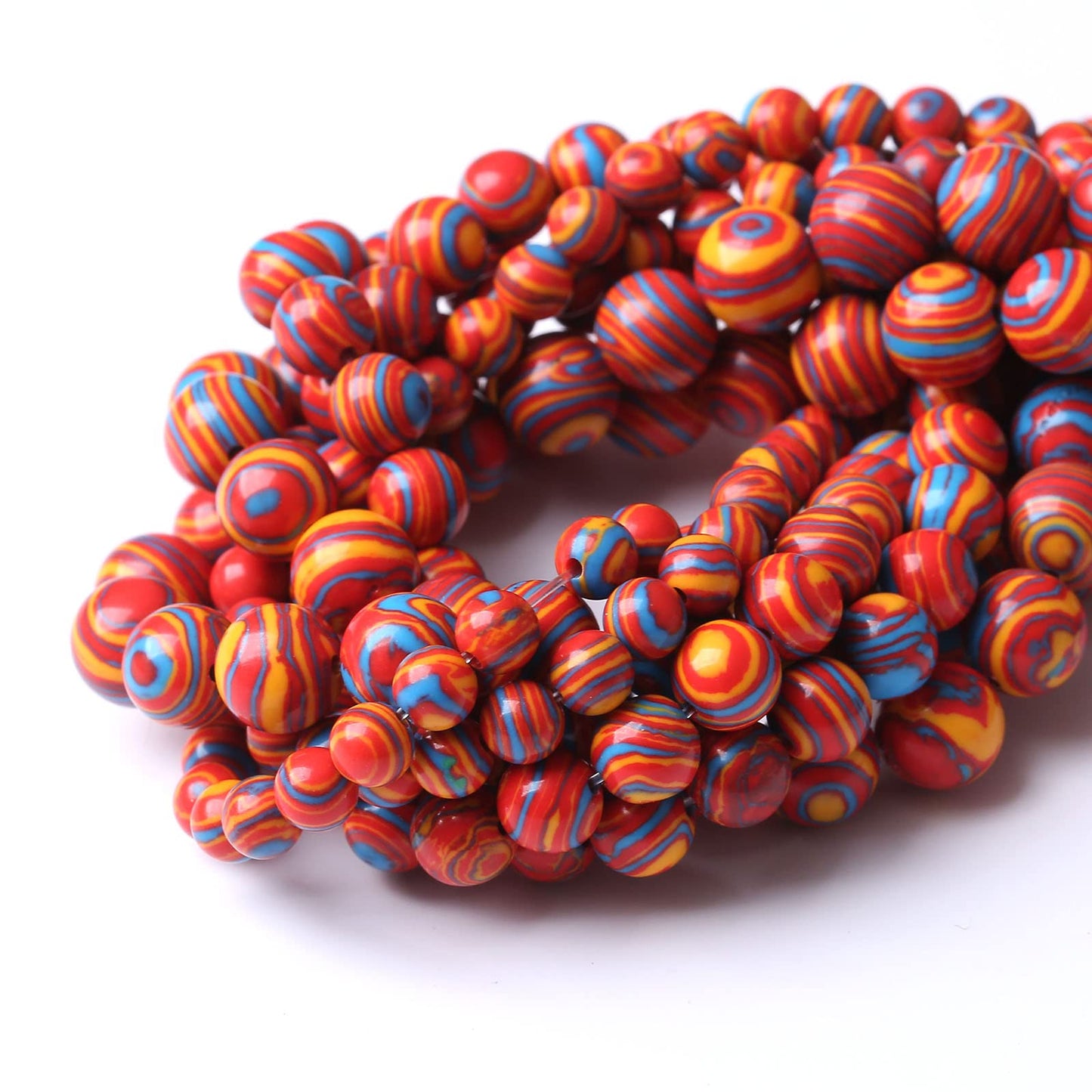 45PCS 8MM Beads Red Malachite Beads Round Loose Beads Natural Gem Beads for Jewelry Making 15"