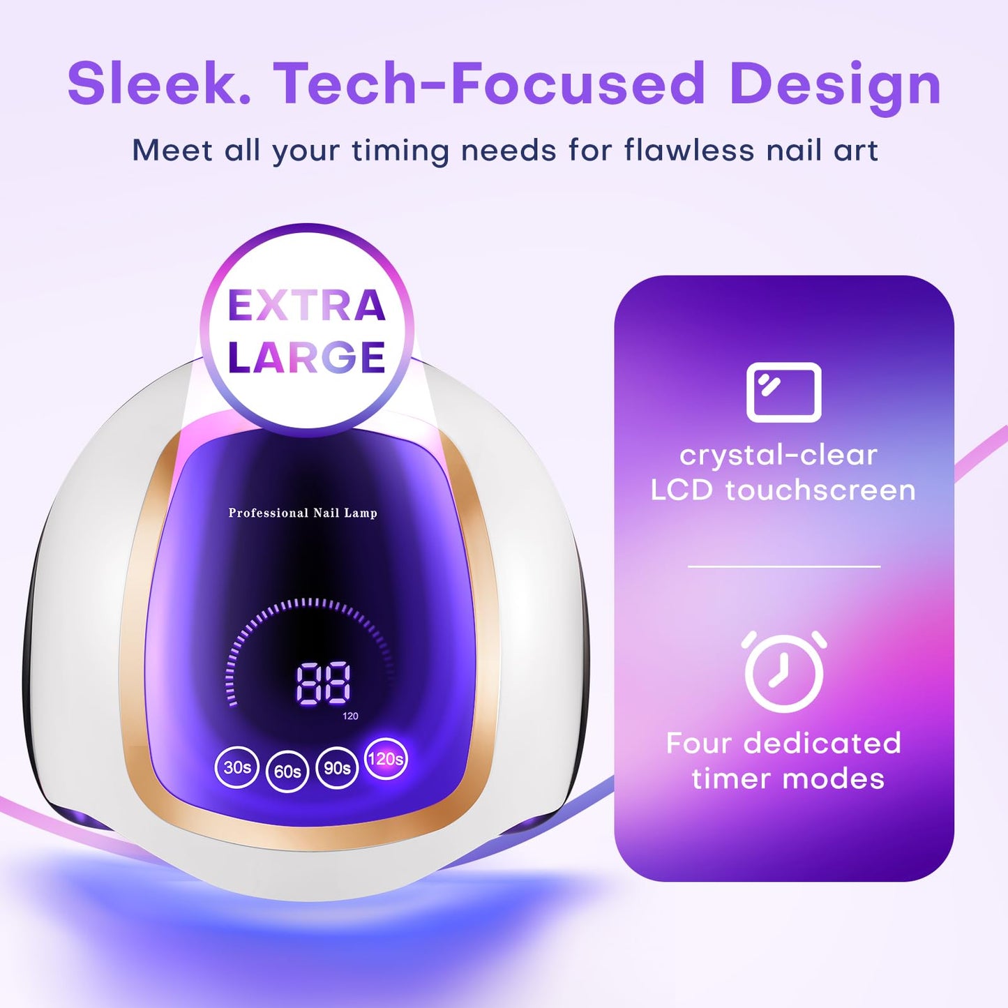 Gugusure UV LED Nail Lamp, Upgrade 180W Nail Dryer for Gel Polish with LCD Display, Auto Sensor and 4 Timer Settings, Professional Curing Lamp Light with 42 Beads for Salon and Home
