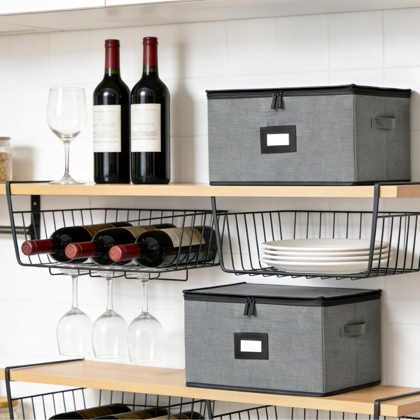 Wine Glass Storage Moving Box with Dividers 2 Pack, Holds 24 Glasses Containers Hard Shell, Glassware Stemware Holder, Packing Boxes with Lid Handle, Essentials for Glass Moving Organizing Gift