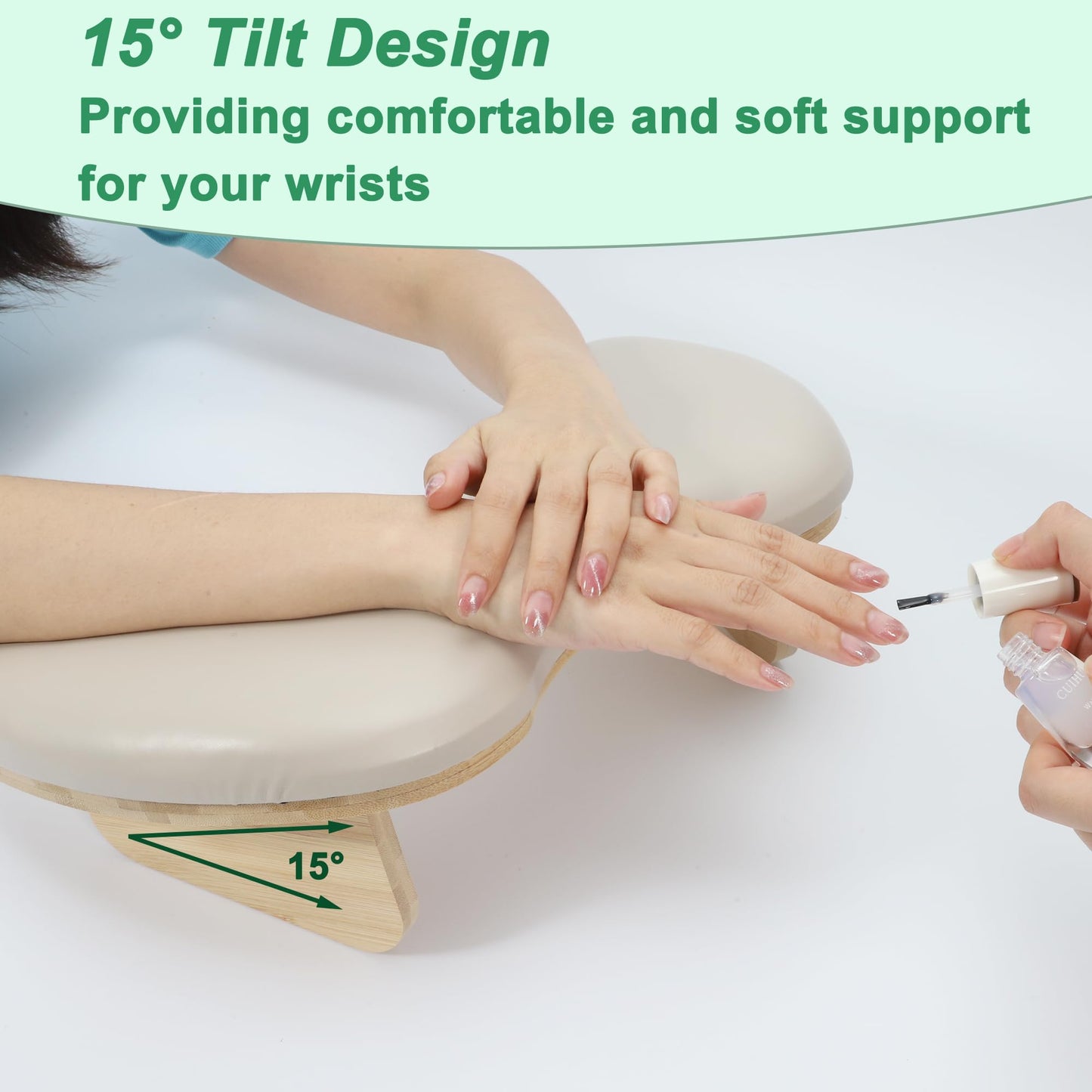 VOCOSTE Arm Rest for Nails Tech, U Shaped Nail Arm Rest, Manicure Hand Rest with Detachable Brackets, Hand Rest for Nails Tech, Nail Hand Rest for Nail Tech Must Haves, Coffee Color