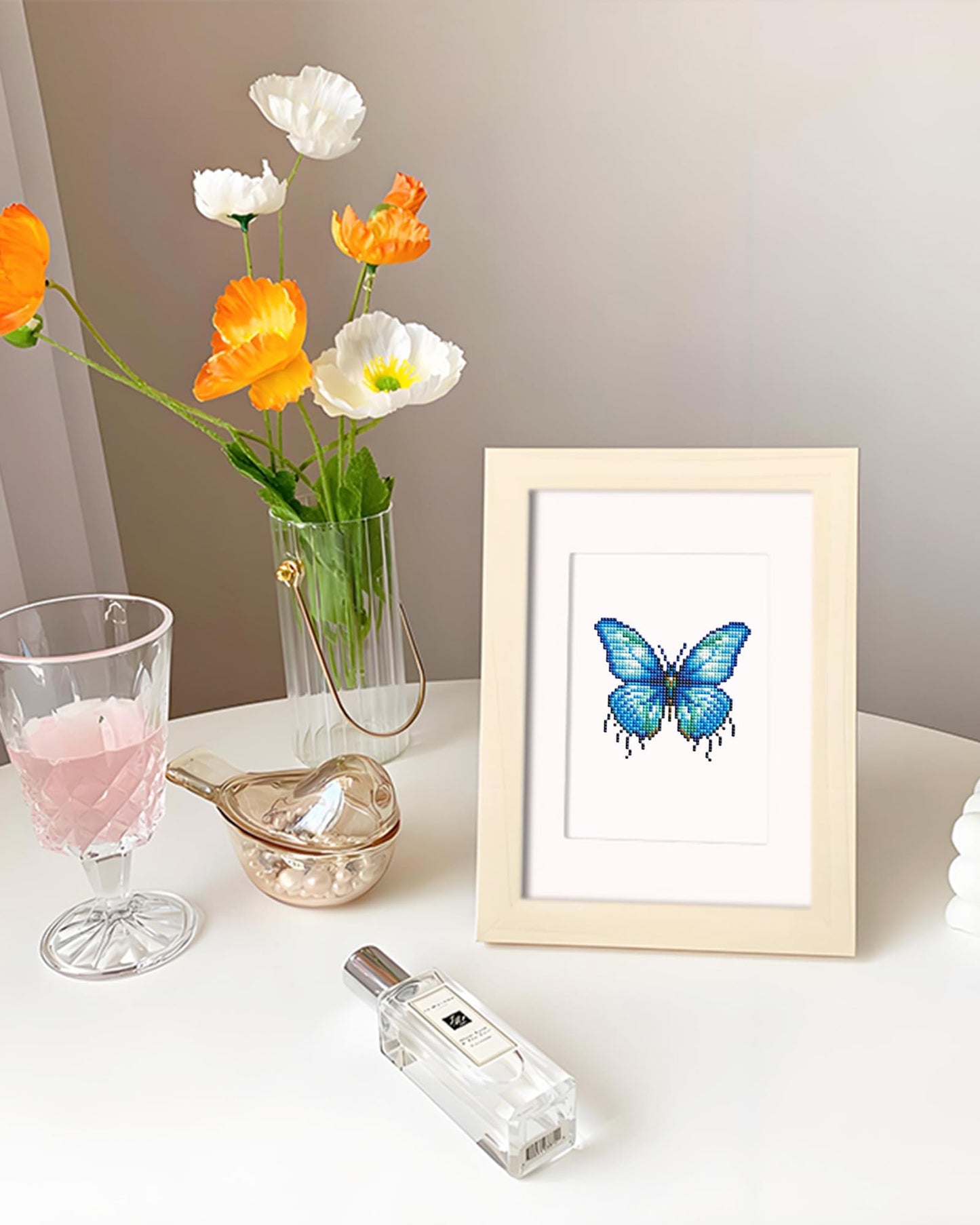 PeakLuv 12 Pcs Mini Diamond Painting Kits Butterfly, Small Diamond Art Kits for Adults, DIY Square Drill Butterfly Small Gem Art 1-Hour Painting for Home Desktop Decor, 6X7in