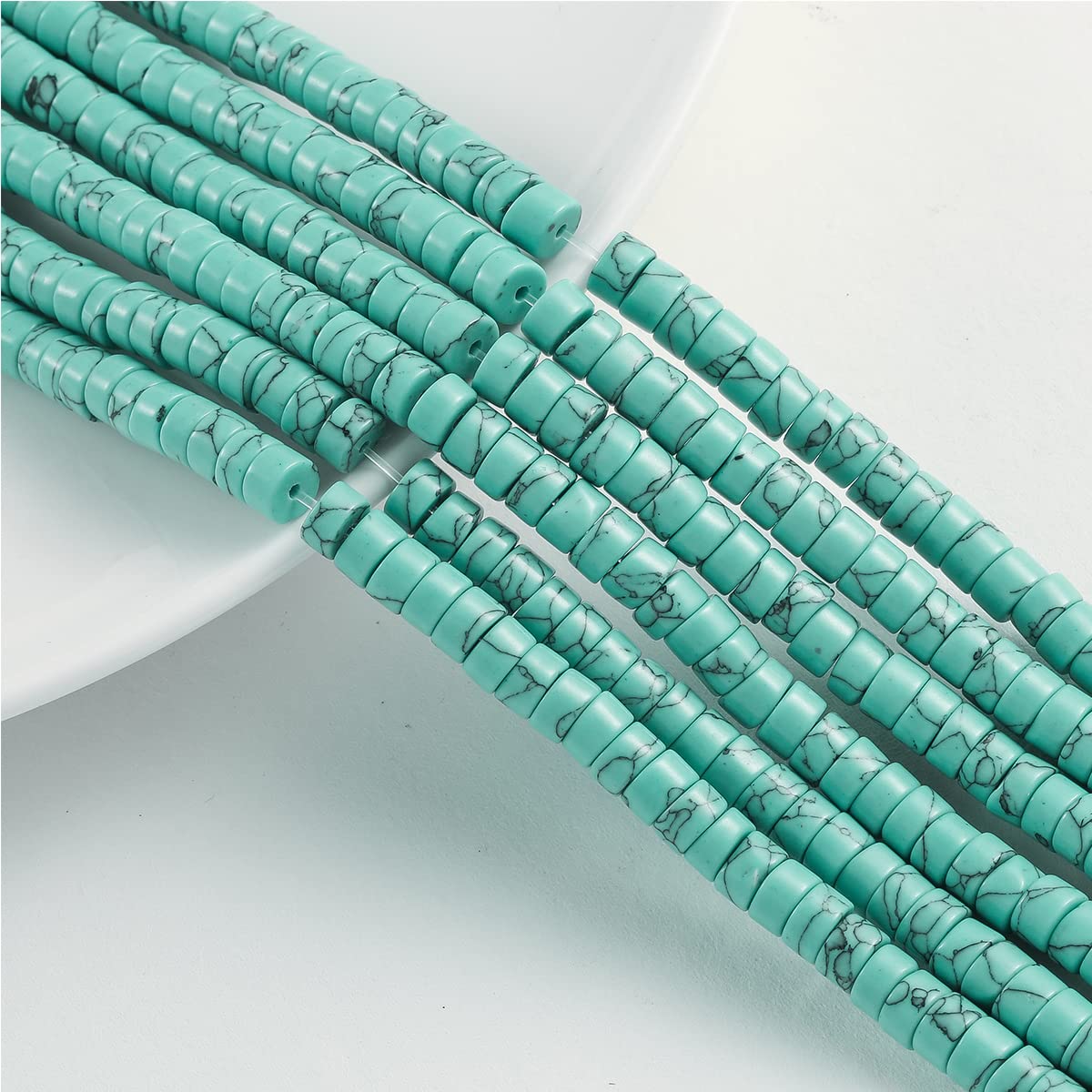 Natural Blue Turquoise Stone Spacer Beads 6x3mm 38cm/str Flat Round Loose Semi Gemstone Caps for Making Bracelets Necklace