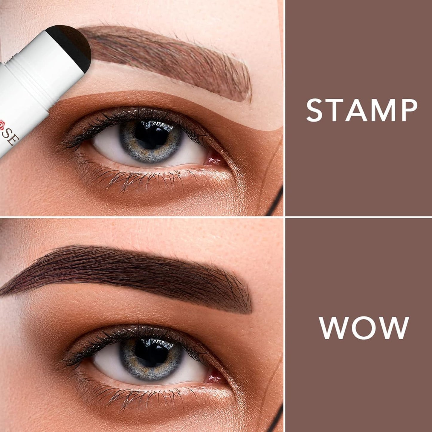 ALLROSE Eyebrow Stamp Stencil Kit - 20 Brow Stencils, Waterproof, Easy to Use, Ash Brown