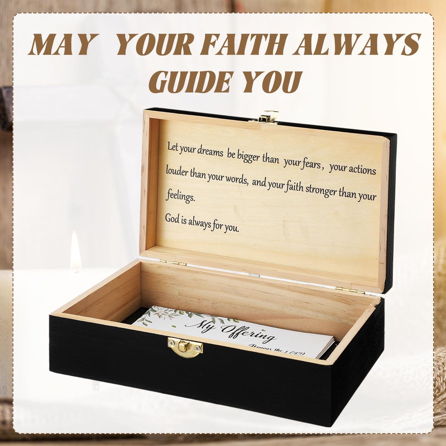CroBlissful First Communion Wooden Box Keepsake Baptism Memory Box Gift 8.6 x 5.1 x 2.4 Inches First Holy Communion Jewelry Storage for Baptism Memory Keepsake (Confirmation)
