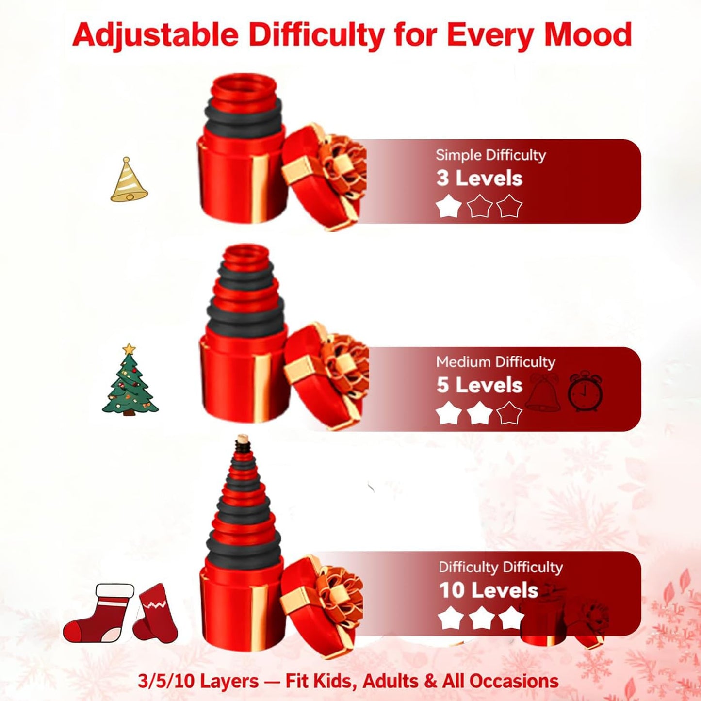 UKM Annoying Nested Screw Gift Box - Reusable Funny Prank Gift Box for Christmas, White Elephant & Birthdays - for Notes and Small Keepsakes (Red)