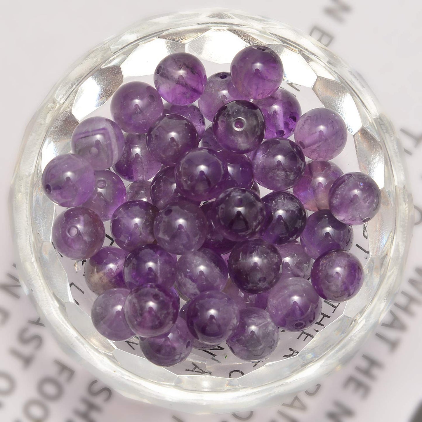 NCB 100pcs Original Natural Stone Beads Gemstone Round Loose Beads 6mm 8mm 10mm (Amethyst, 6mm 100Beads)